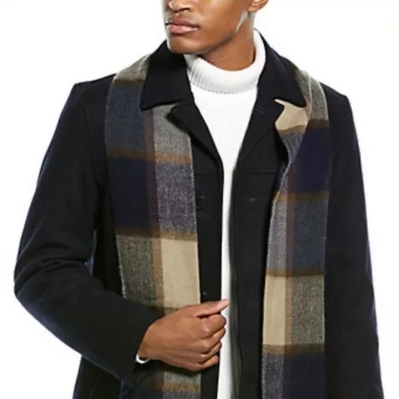 TOMMY HILFIGER MEN WOOL MELTON WALKING COAT SCARF - Picture 1 of 3